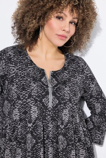 Ulla Popken 839518 Dyreprintet kjole med 3/4-ærmer Antracit - Maxikjoler - Maxikjoler i plus size