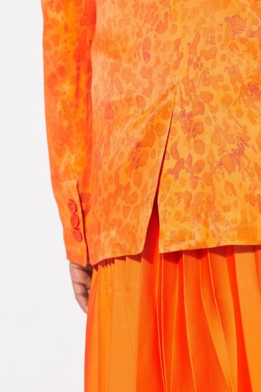 Ulla Popken 839607 Blazer i satin med print Lys orange - Blazere - Blazere i plusstørrelser til kvinder