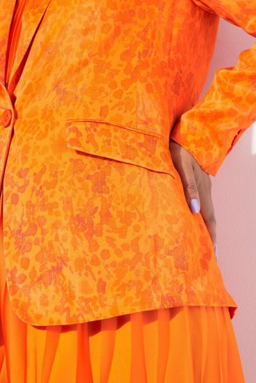 Ulla Popken 839607 Blazer i satin med print Lys orange - Blazere - Blazere i plusstørrelser til kvinder