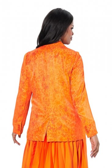 Ulla Popken 839607 Blazer i satin med print Lys orange - Blazere - Blazere i plusstørrelser til kvinder