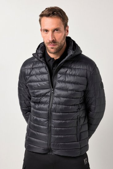 JAY-PI Lightly Quilted Jacket with a Hoodie Black - Jakker - Jakker i store størrelser, 2XL- 12XL