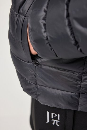JAY-PI Lightly Quilted Jacket with a Hoodie Black - Jakker - Jakker i store størrelser, 2XL- 12XL