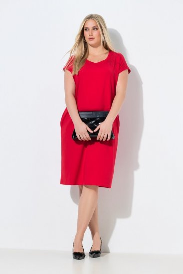 Ulla Popken 839896 Jerseykjole med similisten Rosa - Aftenkjoler - Festkjoler i plus size