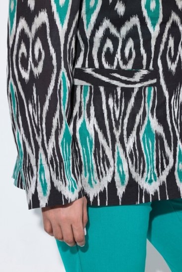 Ulla Popken 839961 Mønstret blazer i hørblanding Sort - Blazere - Blazere i plusstørrelser til kvinder