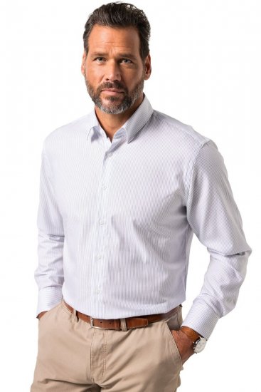 JP1880 Business Shirt Long Sleeve Striped Snow White - Skjorter - Skjorter til store mænd 2XL- 8XL