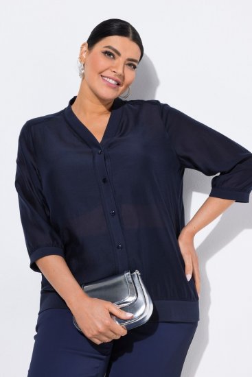 Ulla Popken 841127 Bluse Mørkeblå - Bluser - Bluser i plus size til hverdag