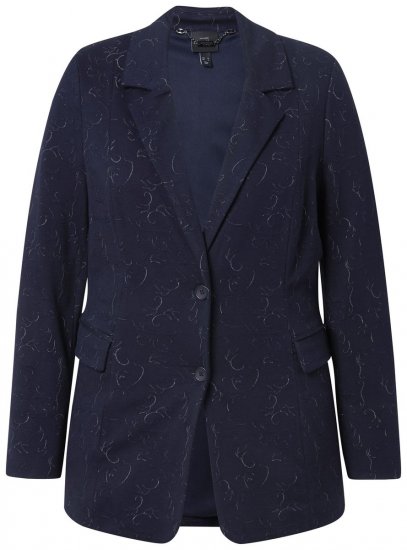 Ulla Popken 841163 Jerseyblazer i jacquard Mørkeblå - Blazere - Blazere i plusstørrelser til kvinder