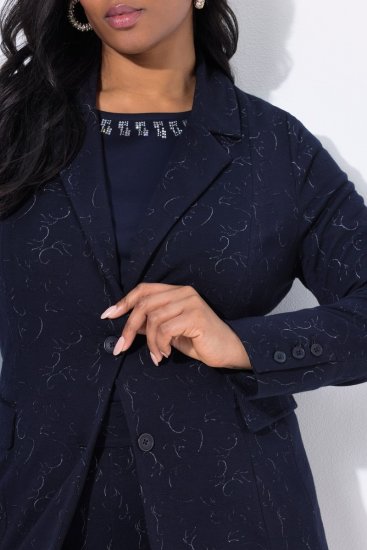 Ulla Popken 841163 Jerseyblazer i jacquard Mørkeblå - Blazere - Blazere i plusstørrelser til kvinder