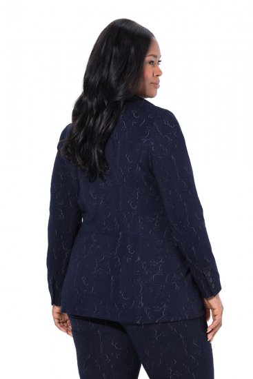 Ulla Popken 841163 Jerseyblazer i jacquard Mørkeblå - Blazere - Blazere i plusstørrelser til kvinder