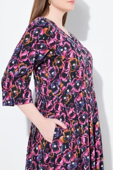 Ulla Popken 841219 Blomstret maxikjole Mørklilla - Maxikjoler - Maxikjoler i plus size