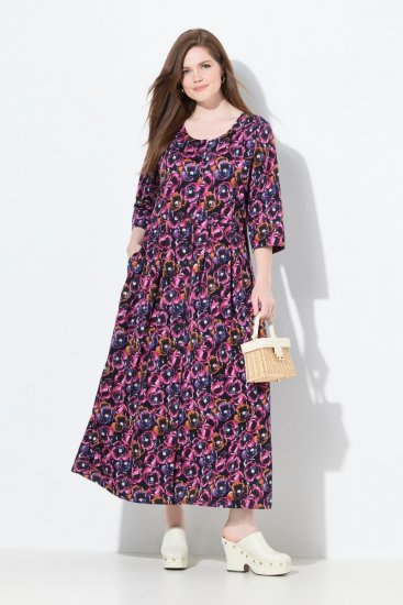 Ulla Popken 841219 Blomstret maxikjole Mørklilla - Maxikjoler - Maxikjoler i plus size