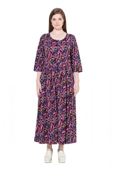 Ulla Popken 841219 Blomstret maxikjole Mørklilla - Maxikjoler - Maxikjoler i plus size