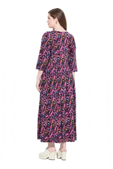 Ulla Popken 841219 Blomstret maxikjole Mørklilla - Maxikjoler - Maxikjoler i plus size