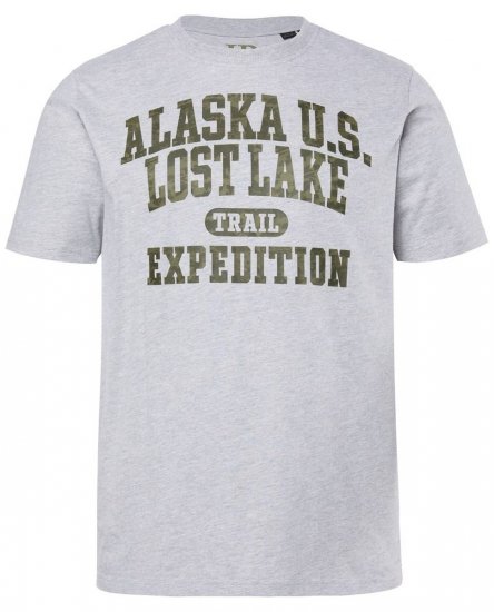 JP1880 T-shirt Short Sleeve Chest Print Grey Melange - T-shirts - T-shirts i store størrelser - 2XL-14XL