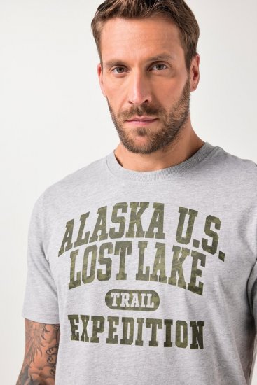 JP1880 T-shirt Short Sleeve Chest Print Grey Melange - T-shirts - T-shirts i store størrelser - 2XL-14XL