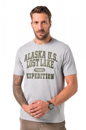 JP1880 T-shirt Short Sleeve Chest Print Grey Melange - T-shirts - T-shirts i store størrelser - 2XL-14XL