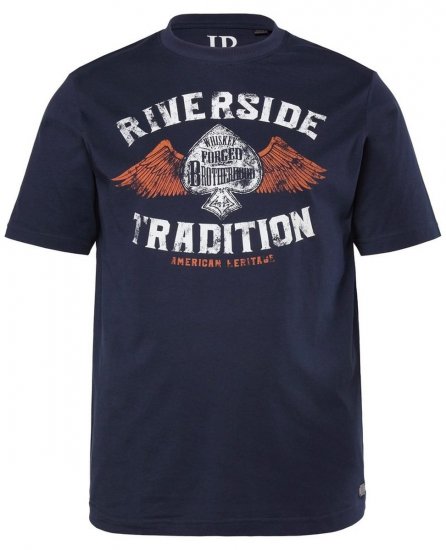 JP1880 T-Shirt Short Sleeve Chest Print Navy - T-shirts - T-shirts i store størrelser - 2XL-14XL
