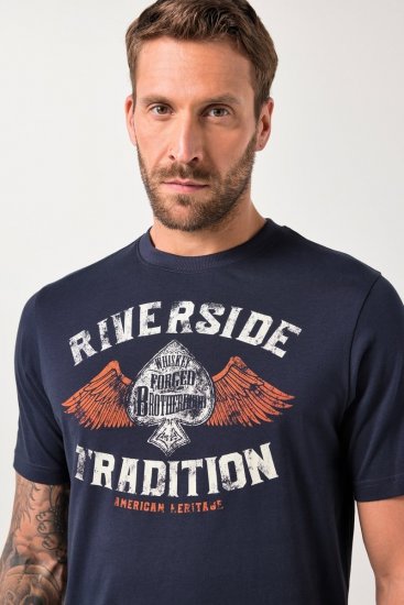 JP1880 T-Shirt Short Sleeve Chest Print Navy - T-shirts - T-shirts i store størrelser - 2XL-14XL
