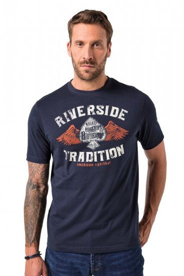 JP1880 T-Shirt Short Sleeve Chest Print Navy - T-shirts - T-shirts i store størrelser - 2XL-14XL