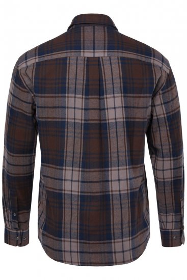 JP1880 Shirt Flannel Long Sleeve Dark Brown - Skjorter - Skjorter til store mænd 2XL- 8XL