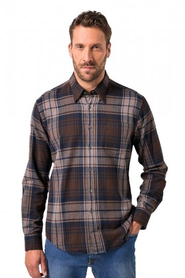 JP1880 Shirt Flannel Long Sleeve Dark Brown - Skjorter - Skjorter til store mænd 2XL- 8XL