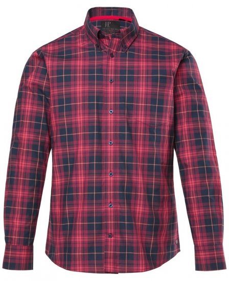 JP1880 Checked Shirt Long Sleeve Red - Skjorter - Skjorter til store mænd 2XL- 8XL