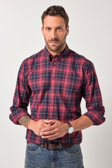 JP1880 Checked Shirt Long Sleeve Red - Skjorter - Skjorter til store mænd 2XL- 8XL