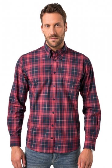 JP1880 Checked Shirt Long Sleeve Red - Skjorter - Skjorter til store mænd 2XL- 8XL
