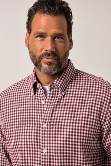JP1880 Checked Flannel Shirt Long Sleeve Light Red - Skjorter - Skjorter til store mænd 2XL- 8XL
