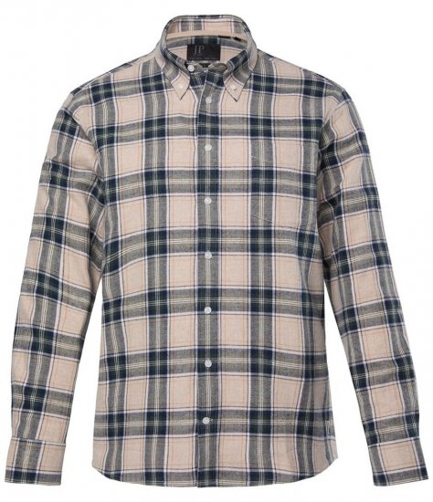 JP1880 Checked Flannel Shirt Long Sleeve Dark Dusty Pink - Skjorter - Skjorter til store mænd 2XL- 8XL
