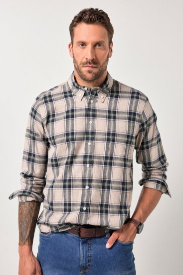 JP1880 Checked Flannel Shirt Long Sleeve Dark Dusty Pink - Skjorter - Skjorter til store mænd 2XL- 8XL