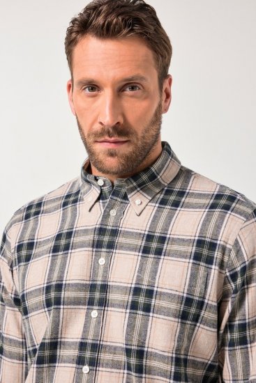 JP1880 Checked Flannel Shirt Long Sleeve Dark Dusty Pink - Skjorter - Skjorter til store mænd 2XL- 8XL