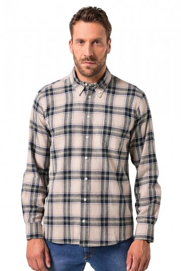 JP1880 Checked Flannel Shirt Long Sleeve Dark Dusty Pink - Skjorter - Skjorter til store mænd 2XL- 8XL