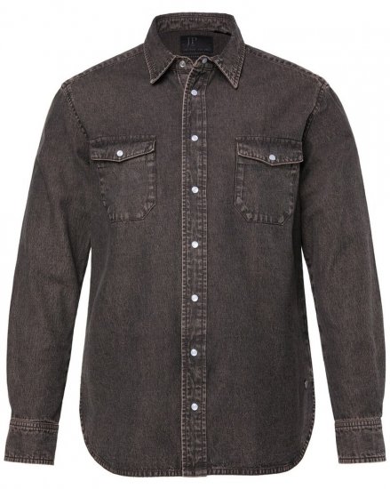 JP1880 Denim Shirt Flexnamic Dark Brown - Skjorter - Skjorter til store mænd 2XL- 8XL