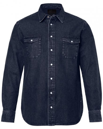 JP1880 Denim Shirt Flexnamic Long Sleeve Navy - Skjorter - Skjorter til store mænd 2XL- 8XL