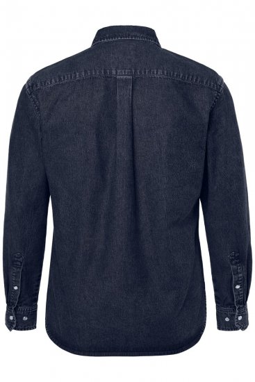 JP1880 Denim Shirt Flexnamic Long Sleeve Navy - Skjorter - Skjorter til store mænd 2XL- 8XL