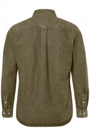 JP1880 Denim Shirt Long Sleeve Olive Green - Skjorter - Skjorter til store mænd 2XL- 8XL