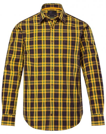 JP1880 Checked Shirt Long Sleeve Kent Collar Curry - Skjorter - Skjorter til store mænd 2XL- 8XL