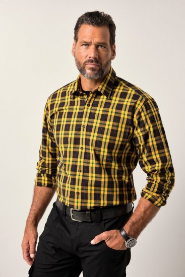 JP1880 Checked Shirt Long Sleeve Kent Collar Curry - Skjorter - Skjorter til store mænd 2XL- 8XL