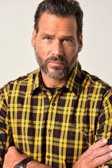 JP1880 Checked Shirt Long Sleeve Kent Collar Curry - Skjorter - Skjorter til store mænd 2XL- 8XL