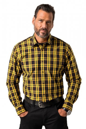 JP1880 Checked Shirt Long Sleeve Kent Collar Curry - Skjorter - Skjorter til store mænd 2XL- 8XL