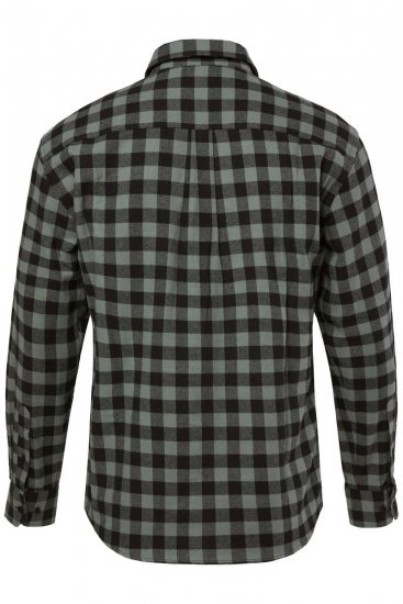 JP1880 Checked Flannel Shirt Long Sleeve Eucalyptus Green - Skjorter - Skjorter til store mænd 2XL- 8XL