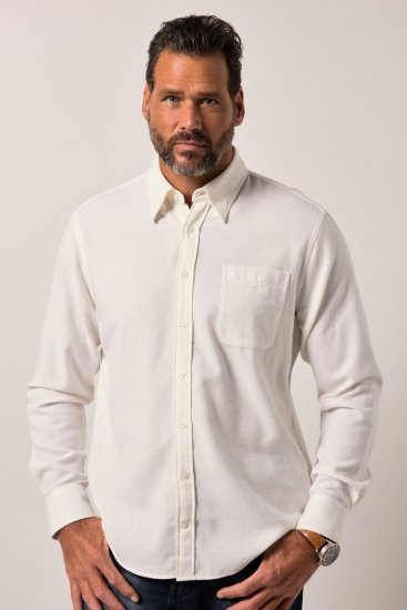 JP1880 Checked Flannel Shirt Long Sleeve Creamy White - Skjorter - Skjorter til store mænd 2XL- 8XL
