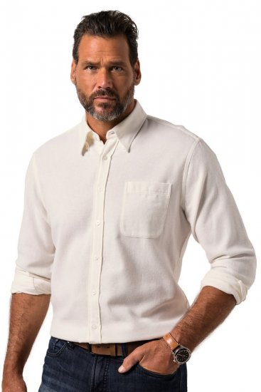 JP1880 Checked Flannel Shirt Long Sleeve Creamy White - Skjorter - Skjorter til store mænd 2XL- 8XL