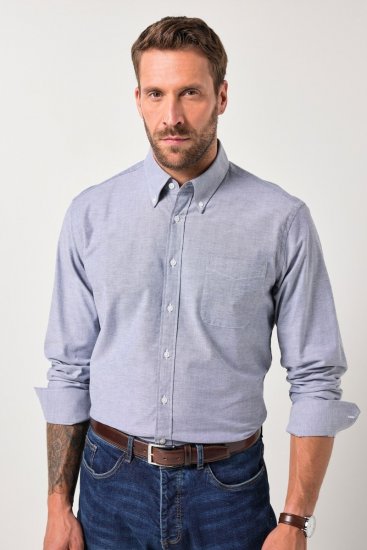JP1880 Oxford Shirt Long Sleeve Denim Blue - Skjorter - Skjorter til store mænd 2XL- 8XL