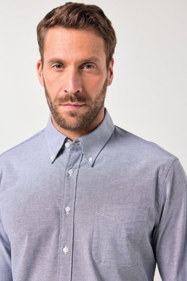 JP1880 Oxford Shirt Long Sleeve Denim Blue - Skjorter - Skjorter til store mænd 2XL- 8XL