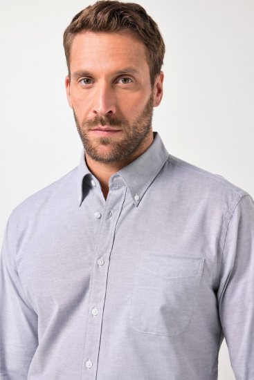 JP1880 Oxford Shirt Flexnamic Long Sleeve Grey - Skjorter - Skjorter til store mænd 2XL- 8XL