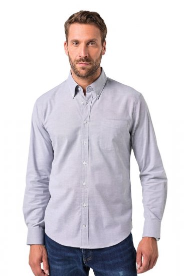 JP1880 Oxford Shirt Flexnamic Long Sleeve Grey - Skjorter - Skjorter til store mænd 2XL- 8XL