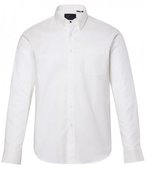 JP1880 Oxford Shirt Flexnamic Long Sleeve Snow White - Skjorter - Skjorter til store mænd 2XL- 8XL