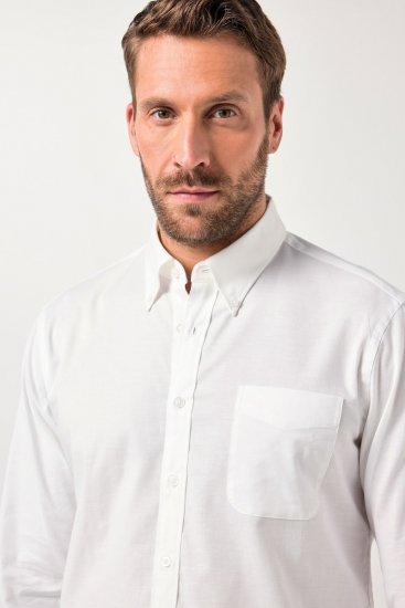 JP1880 Oxford Shirt Flexnamic Long Sleeve Snow White - Skjorter - Skjorter til store mænd 2XL- 8XL
